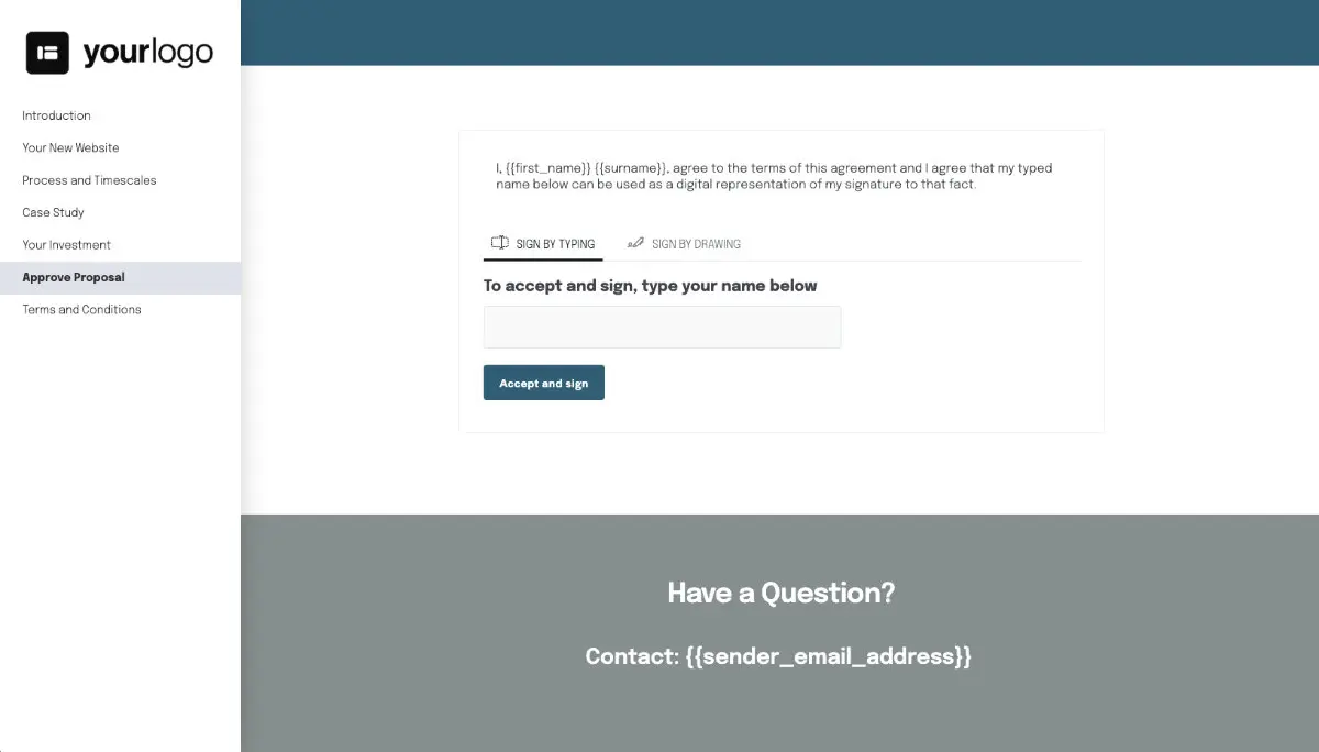 Simple Web Design Quote Template - Next Steps with Digital Signing