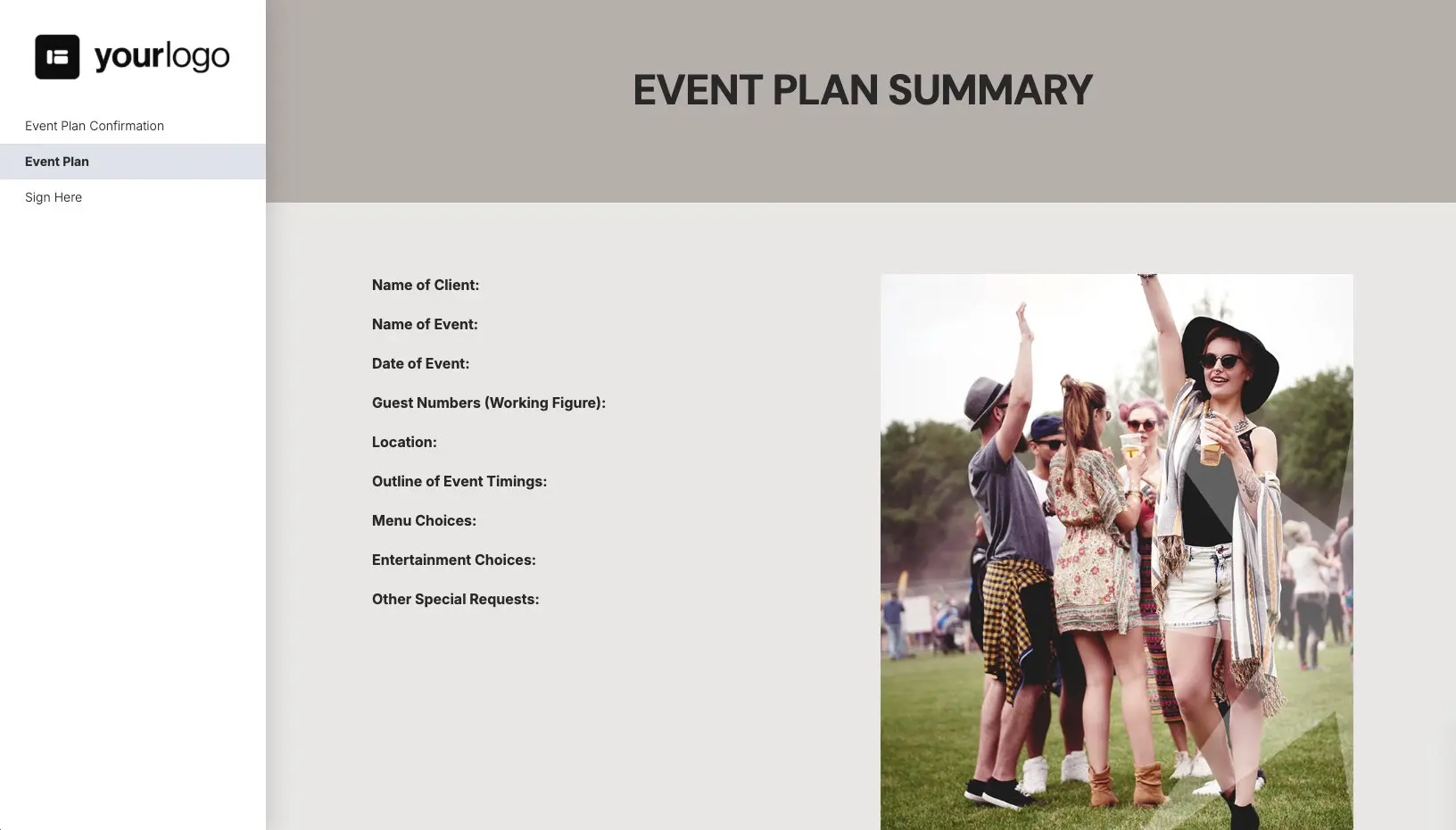 Event Plan Client Approval - Presentation of The Event Plan