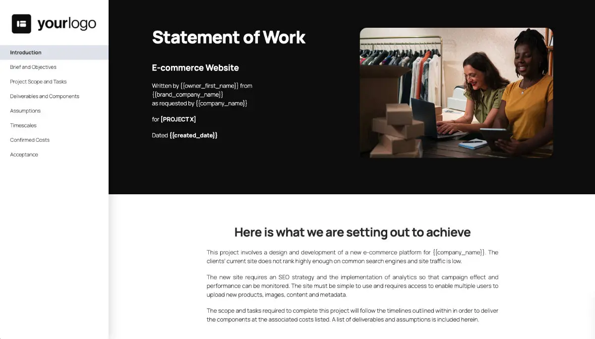 E-commerce Website Statement of Work Slide 2