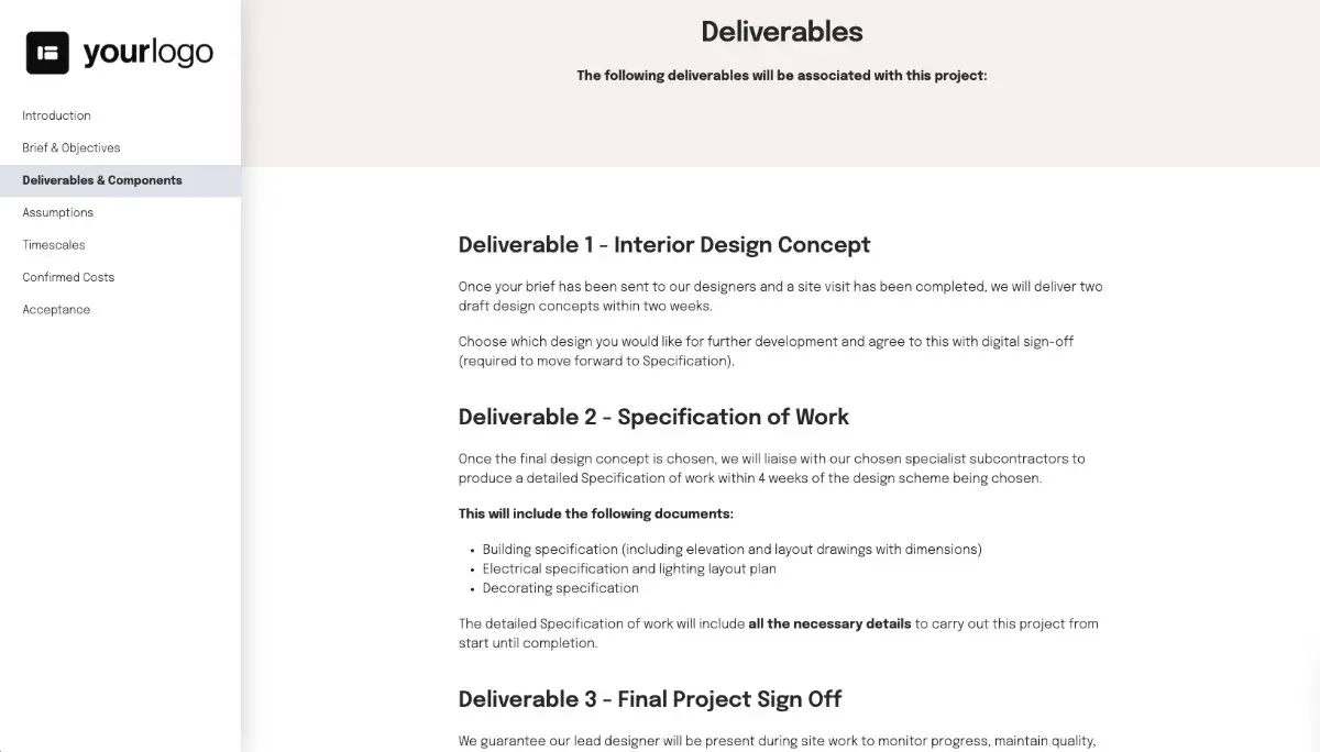 Interior Design Concept Statement - Deliverables