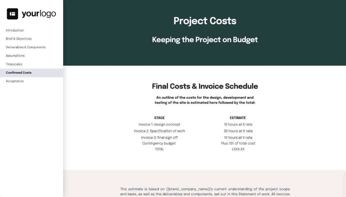 Interior Design Concept Statement - Confirmed Costs